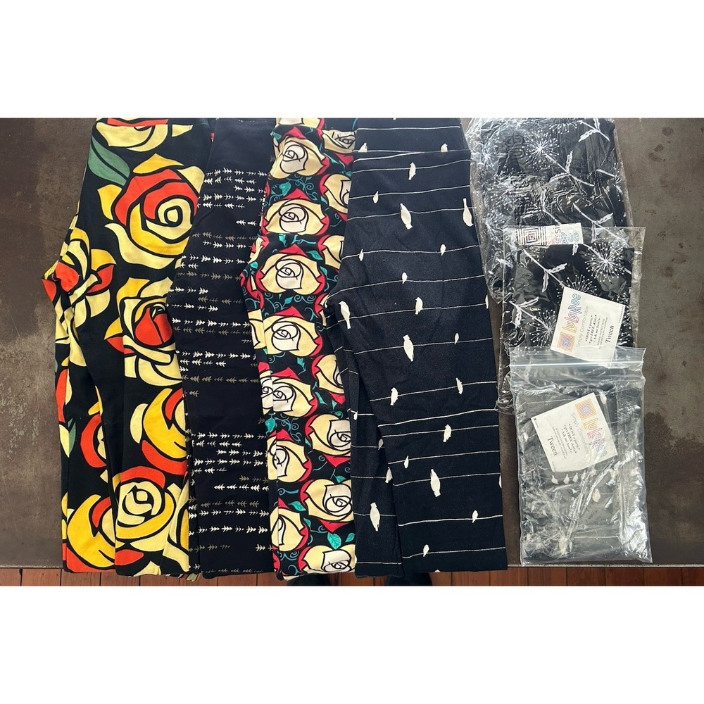 LuLaRoe Leggings Tween Lot (7) Floral Geometric Bird Wire Comfort Stretch Bundle
